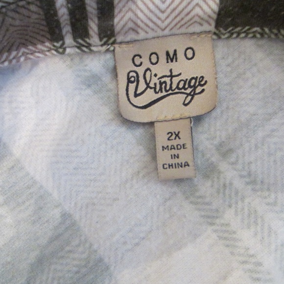 Como Vintage Green Plaid Polyester/Spandex Long Sleeve Womens Button Down Blouse - Picture 5 of 5